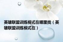 英雄联盟训练模式在哪里找（英雄联盟训练模式在）