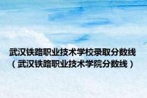 武汉铁路职业技术学校录取分数线（武汉铁路职业技术学院分数线）