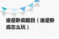 谁是卧底题目（谁是卧底怎么玩）