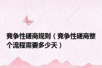 竞争性磋商规则（竞争性磋商整个流程需要多少天）