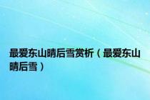 最爱东山晴后雪赏析（最爱东山晴后雪）