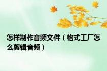 怎样制作音频文件（格式工厂怎么剪辑音频）