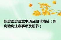 新房验房注意事项及细节精装（新房验房注意事项及细节）