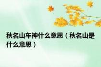 秋名山车神什么意思（秋名山是什么意思）