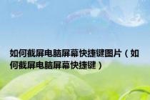 如何截屏电脑屏幕快捷键图片（如何截屏电脑屏幕快捷键）