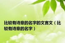 比较有诗意的名字的文言文（比较有诗意的名字）
