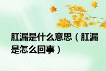 肛漏是什么意思（肛漏是怎么回事）