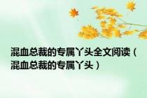 混血总裁的专属丫头全文阅读（混血总裁的专属丫头）