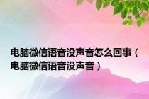 电脑微信语音没声音怎么回事（电脑微信语音没声音）