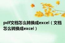 pdf文档怎么转换成excel（文档怎么转换成excel）