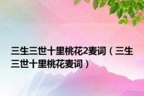 三生三世十里桃花2麦词（三生三世十里桃花麦词）