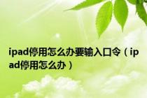 ipad停用怎么办要输入口令（ipad停用怎么办）