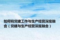 如何将党建工作与生产经营深度融合（党建与生产经营深度融合）