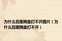 为什么百度网盘打不开图片（为什么百度网盘打不开）