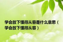 学会放下懂得从容是什么意思（学会放下懂得从容）