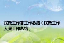 民政工作者工作总结（民政工作人员工作总结）