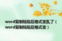 word复制粘贴后格式变乱了（word复制粘贴后格式变）