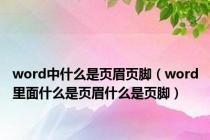 word中什么是页眉页脚（word里面什么是页眉什么是页脚）