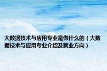 大数据技术与应用专业是做什么的（大数据技术与应用专业介绍及就业方向）