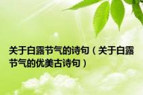 关于白露节气的诗句（关于白露节气的优美古诗句）