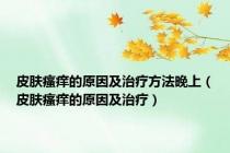 皮肤瘙痒的原因及治疗方法晚上（皮肤瘙痒的原因及治疗）