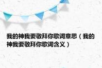 我的神我要敬拜你歌词意思（我的神我要敬拜你歌词含义）