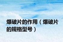 爆破片的作用（爆破片的规格型号）