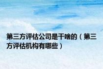 第三方评估公司是干啥的（第三方评估机构有哪些）