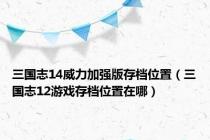 三国志14威力加强版存档位置（三国志12游戏存档位置在哪）