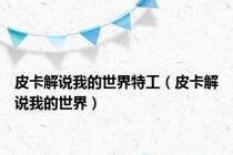 皮卡解说我的世界特工（皮卡解说我的世界）