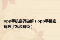 opp手机密码破解（opp手机密码忘了怎么解锁）