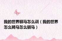 我的世界驯马怎么训（我的世界怎么骑马怎么驯马）