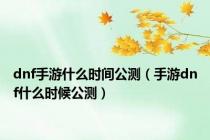 dnf手游什么时间公测（手游dnf什么时候公测）