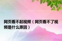 网页看不起视频（网页看不了视频是什么原因）