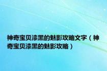 神奇宝贝漆黑的魅影攻略文字（神奇宝贝漆黑的魅影攻略）