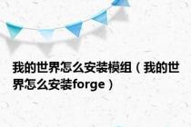 我的世界怎么安装模组（我的世界怎么安装forge）