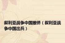 叙利亚战争中国撤侨（叙利亚战争中国出兵）