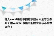 输入excel表格中的数字显示不全怎么办呀（输入excel表格中的数字显示不全怎么办）