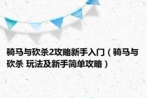 骑马与砍杀2攻略新手入门（骑马与砍杀 玩法及新手简单攻略）