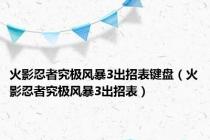 火影忍者究极风暴3出招表键盘（火影忍者究极风暴3出招表）