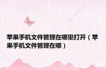 苹果手机文件管理在哪里打开（苹果手机文件管理在哪）