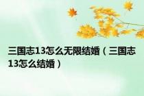 三国志13怎么无限结婚（三国志13怎么结婚）