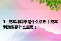 1+成本利润率是什么意思（成本利润率是什么意思）