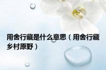 用舍行藏是什么意思（用舍行藏乡村原野）