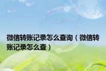 微信转账记录怎么查询（微信转账记录怎么查）