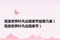 完美世界叶凡出现章节是第几章（完美世界叶凡出现章节）