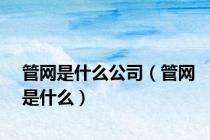 管网是什么公司（管网是什么）