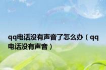qq电话没有声音了怎么办（qq电话没有声音）
