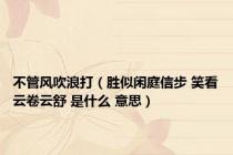 不管风吹浪打（胜似闲庭信步 笑看云卷云舒 是什么 意思）