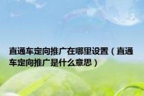 直通车定向推广在哪里设置（直通车定向推广是什么意思）